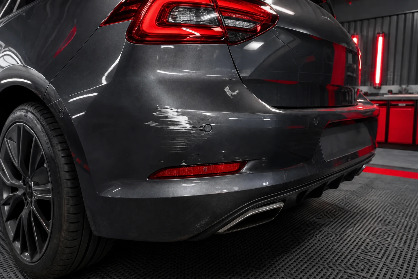 Rear bumper scuff repair before